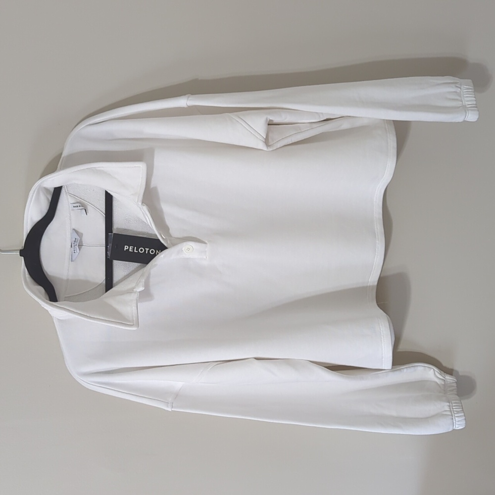 Peloton NWT white cropped polo sweatshirt pullover XL